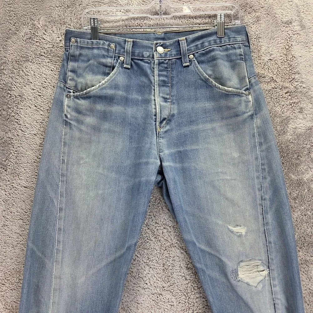 VTG Levis Engineered Jeans Mens Blue Twisted Button Fly Light Wash Fits 31x26